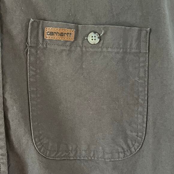 Carhartt Men’s Short Sleeve Button Front Work Shirt Brown 4XL Regular Cotton - Picture 3 of 5